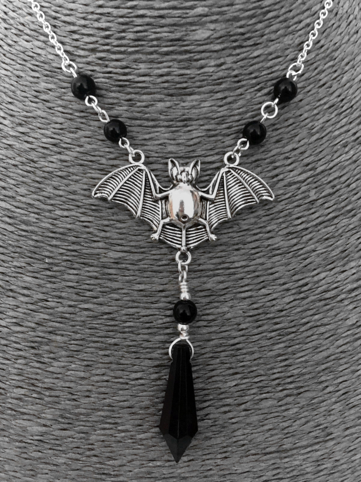 European And American Gothic Wizard Bat Necklace Magic Black Water Drop Crystal Pagan Necklace