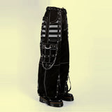 Men Gothic Mesh Panel Pant Hot Black Punk Trouser Buckle Zips Chain Tripp Pant Strap Punk Trousers Chrome Trousers