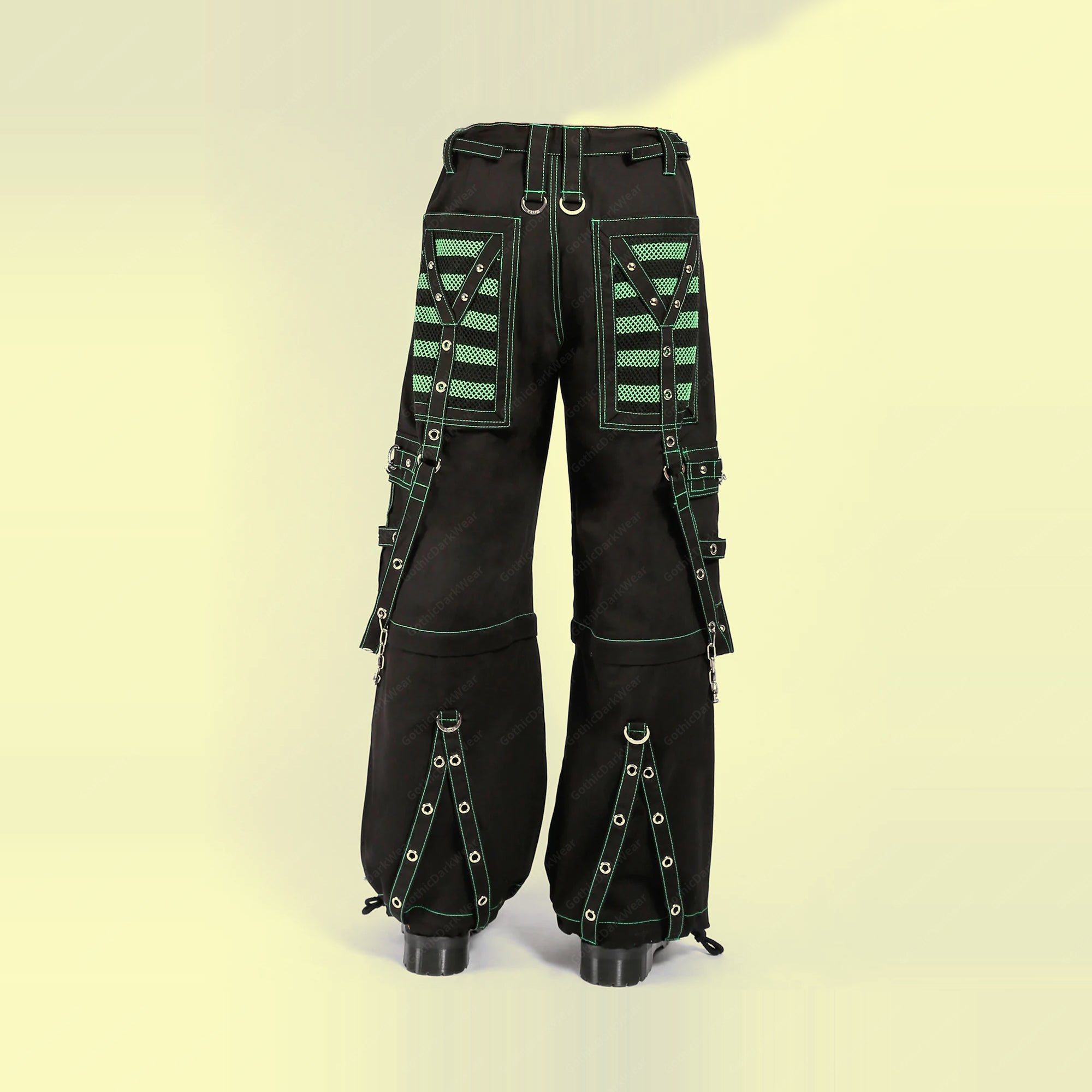 Men Gothic Mesh Panel Pant Hot Black Punk Trouser Buckle Zips Chain Tripp Pant Strap Punk Trousers Chrome Trousers