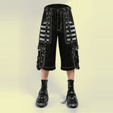 Men Gothic Mesh Panel Pant Hot Black Punk Trouser Buckle Zips Chain Tripp Pant Strap Punk Trousers Chrome Trousers