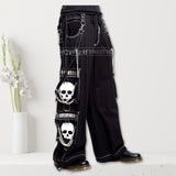 Men Gothic Trouser Men Gothic Pants Super Skull Gothic Cyber Chain Goth Jeans Punk Rock Pants