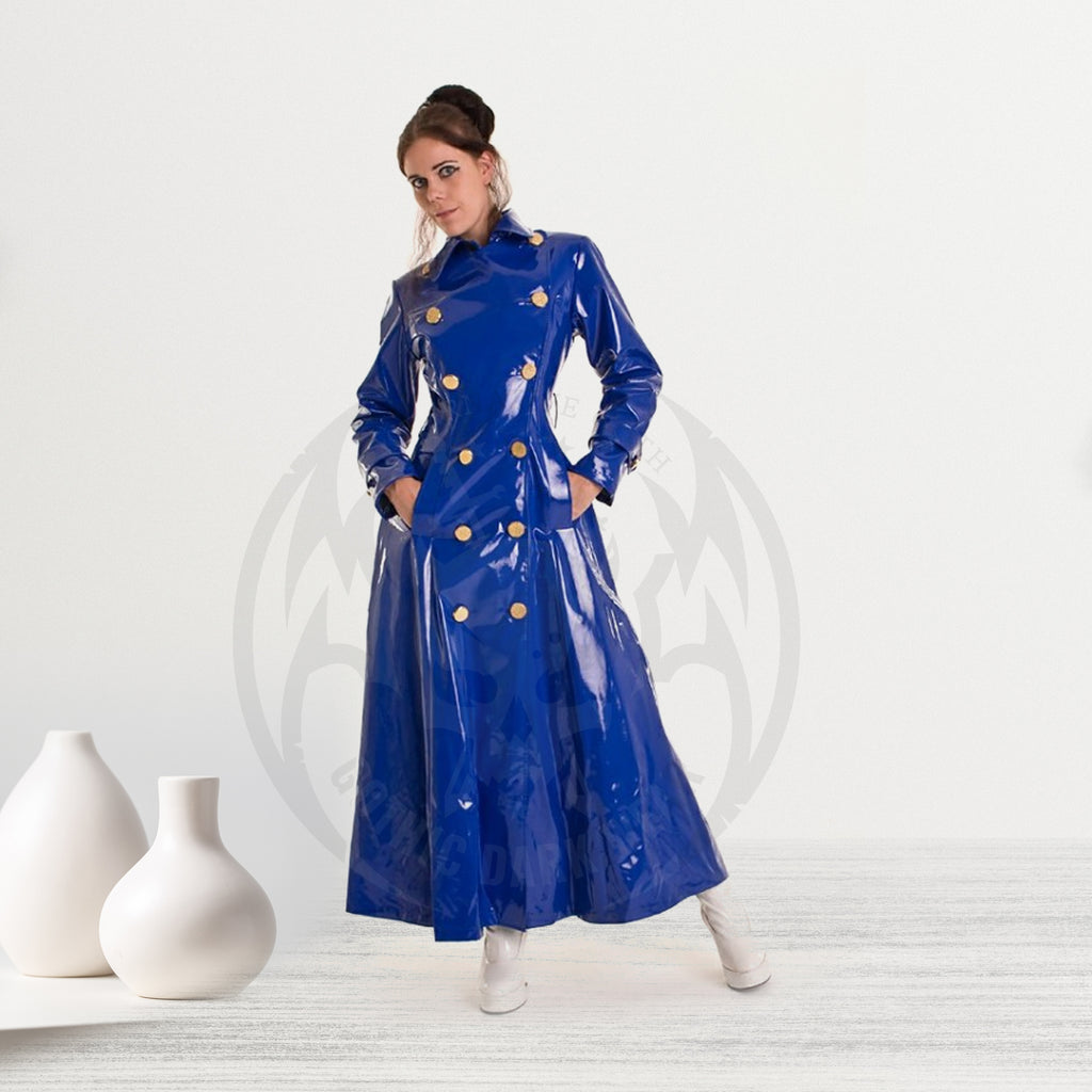 Women PVC Vinyl Long Coat Red Blue PVC Raincoat Coat – Alternative ...