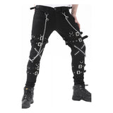 Men Gothic Cross Zip Pant Straps Cyber Punk Bondage Pant Black Goth Punk Pants with Zipper and Straps - Alternative Gothic Dark Wear | Embrace Dark Aesthetic Men & Women Gothic Clothing