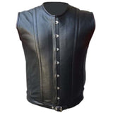 Mens Sheep Skin Real Leather Vest Steel Boned Victorian Style Corset Gothic Steampunk Vest - Alternative Gothic Dark Wear | Embrace Dark Aesthetic Men & Women Gothic Clothing