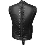 Mens Sheep Skin Real Leather Vest Steel Boned Victorian Style Corset Gothic Steampunk Vest - Alternative Gothic Dark Wear | Embrace Dark Aesthetic Men & Women Gothic Clothing