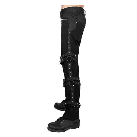 Men Gothic Buckles Pant Halloween Costume Fashion High Waist Pant