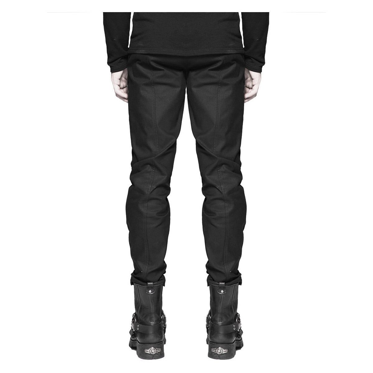 Men Gothic Punk Style Pant Leather Straps Military High Waist Cotton Pant - Alternative Gothic Dark Wear | Embrace Dark Aesthetic Men & Women Gothic Clothing