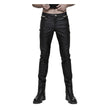 Men Black Faux Leather Gothic Pant Steampunk High Waist Pants - Alternative Gothic Dark Wear | Embrace Dark Aesthetic Men & Women Gothic Clothing