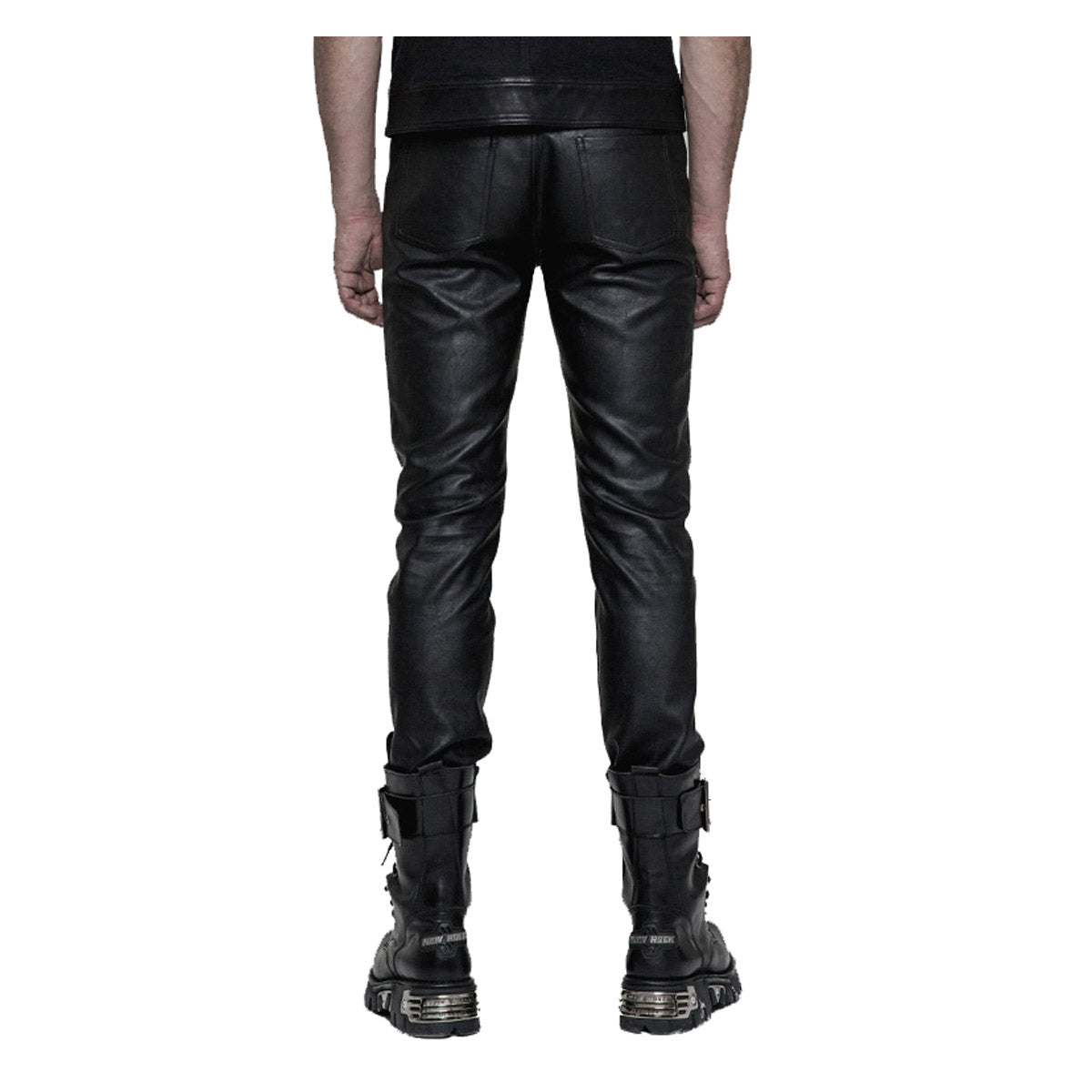 Men Black Faux Leather Gothic Pant Steampunk High Waist Pants - Alternative Gothic Dark Wear | Embrace Dark Aesthetic Men & Women Gothic Clothing