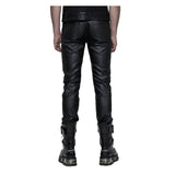 Men Black Faux Leather Gothic Pant Steampunk High Waist Pants - Alternative Gothic Dark Wear | Embrace Dark Aesthetic Men & Women Gothic Clothing