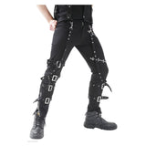 Men Gothic Bondage Pant Cotton Studs Metal Punk EMO Rock Pant - Alternative Gothic Dark Wear | Embrace Dark Aesthetic Men & Women Gothic Clothing