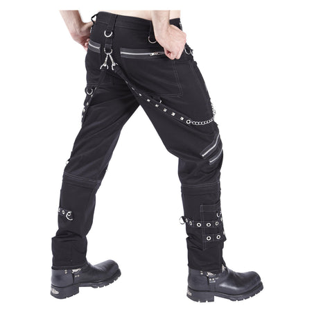 Men Bondage Trousers Black Punk EMO D Ring Zip Straps Gothic Pant