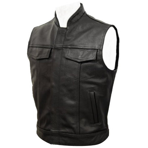 Leather Cut Off Outlaw Biker Vest by Skintan Leather Men Waistcoat Outdoor Vest - Alternative Gothic Dark Wear | Embrace Dark Aesthetic Men & Women Gothic Clothing