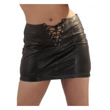 Women Laced Teaser Leather Mini Skirt - Alternative Gothic Dark Wear | Embrace Dark Aesthetic Men & Women Gothic Clothing