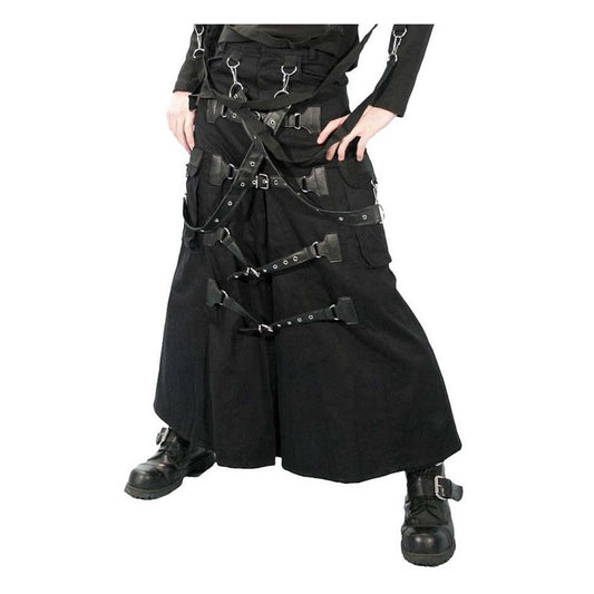 Men’s Gothic Trouser Long Pant Black Cyber Punk Bondage Skirt