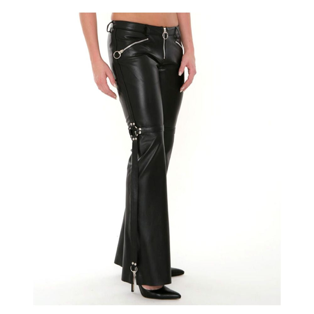 Women Low Waisted Flare Pants Club Wear - Alternative Gothic Dark Wear | Embrace Dark Aesthetic Men & Women Gothic Clothing