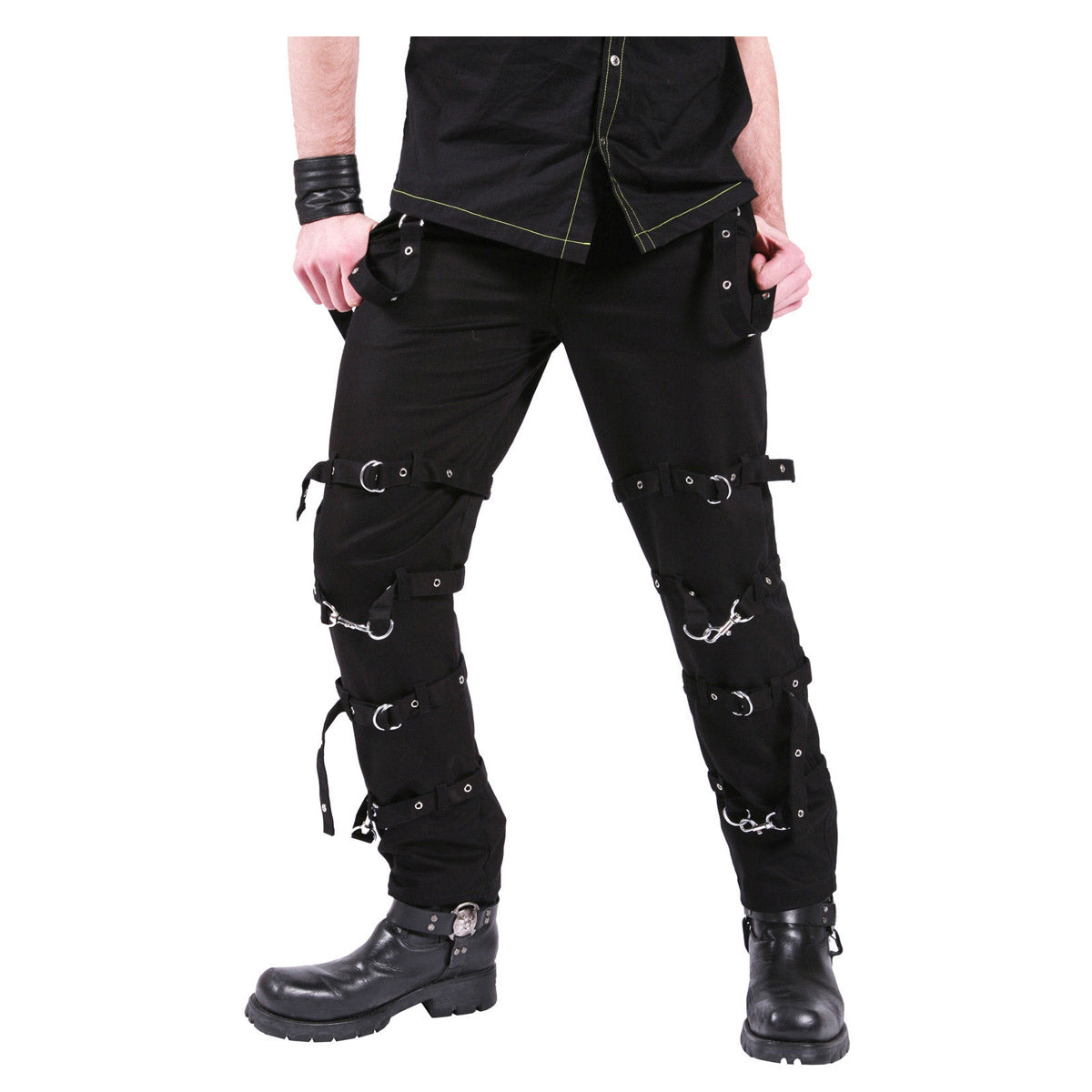 Men Gothic D Rings Pant Black Bondage Straps Trousers Punk Cyber Zip Pants Steampunk Pant - Alternative Gothic Dark Wear | Embrace Dark Aesthetic Men & Women Gothic Clothing