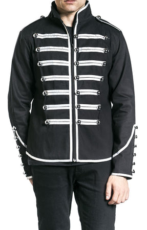 Men Gothic Military Jacket Parade Marching Jacket  Army Band Drummer Jacket