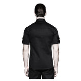 Men Gothic Shirt Military Summer Shirt Punk Style Short Sleeve Back Shirt - Alternative Gothic Dark Wear | Embrace Dark Aesthetic Men & Women Gothic Clothing