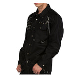 Men Gothic Shirt Metal Studs Chain Cotton Punk Shirt - Alternative Gothic Dark Wear | Embrace Dark Aesthetic Men & Women Gothic Clothing