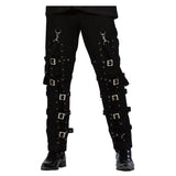 Men Gothic Bondage Pant Goth Punk Cyber Black Buckle Pant Zips Straps Pants - Alternative Gothic Dark Wear | Embrace Dark Aesthetic Men & Women Gothic Clothing