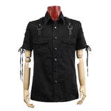 Men Gothic Shirt Steampunk Rock Industrial Military Top Shirt - Alternative Gothic Dark Wear | Embrace Dark Aesthetic Men & Women Gothic Clothing