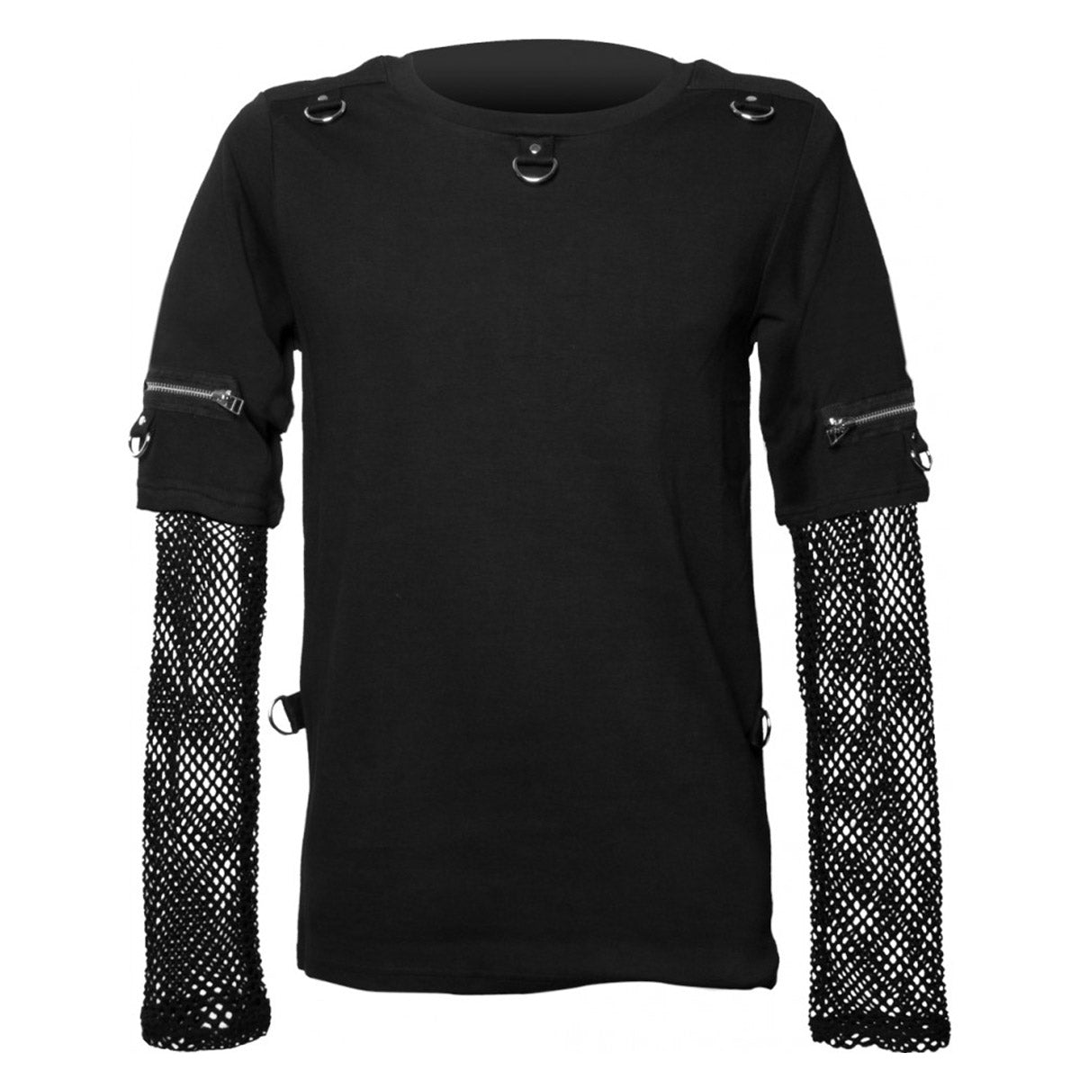 Gothic Men Shirt Top With Mesh Sleeves Punk Top - Alternative Gothic Dark Wear | Embrace Dark Aesthetic Men & Women Gothic Clothing