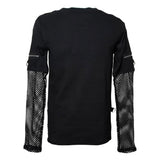 Gothic Men Shirt Top With Mesh Sleeves Punk Top - Alternative Gothic Dark Wear | Embrace Dark Aesthetic Men & Women Gothic Clothing