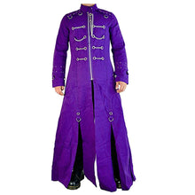 Load image into Gallery viewer, Handmade Men Gothic Royal Purple Hellraiser Vampire Trench Long Coat
