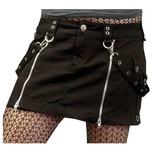 Women Gothic Mini Skirt Double Zipper Design for an Edgy Gothic Look