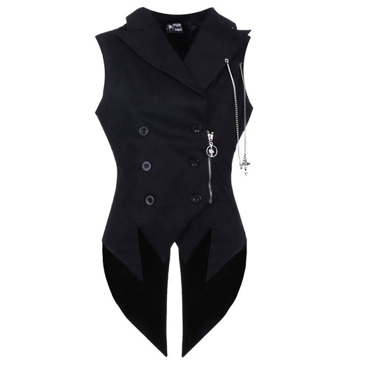 Men Gothic Vest Vampire Long Tailcoat Cotton Vest - Alternative Gothic Dark Wear | Embrace Dark Aesthetic Men & Women Gothic Clothing