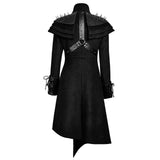 Women Gothic Long Coat Killers Rivets Shoulder Stand Up Collar Asymmetrical Military Coat for Sale