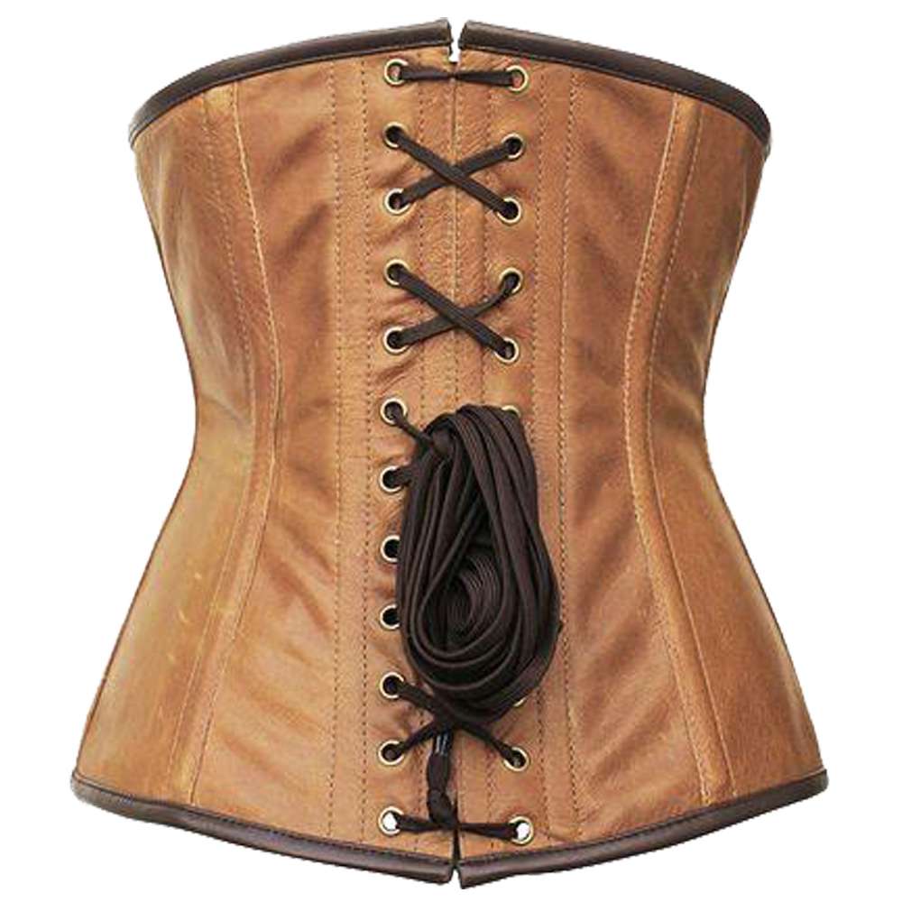 Crossed Design Steampunk Crunch Leather Underbust Custom Made Women Corset