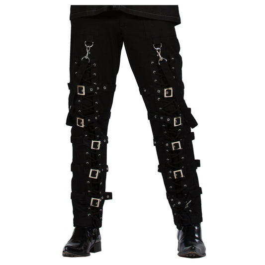 Men Gothic Pant Punk Cyber Black Buckle Trouser D Rings Pant - Alternative Gothic Dark Wear | Embrace Dark Aesthetic Men & Women Gothic Clothing