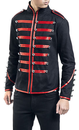 Men Red Parade Military Jacket Steampunk Marching Drummer Jacket