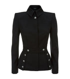 Women Military Style Coat in Wool Gothic Fashion Jacket for Women with Classic Military Design and Sophisticated Styling