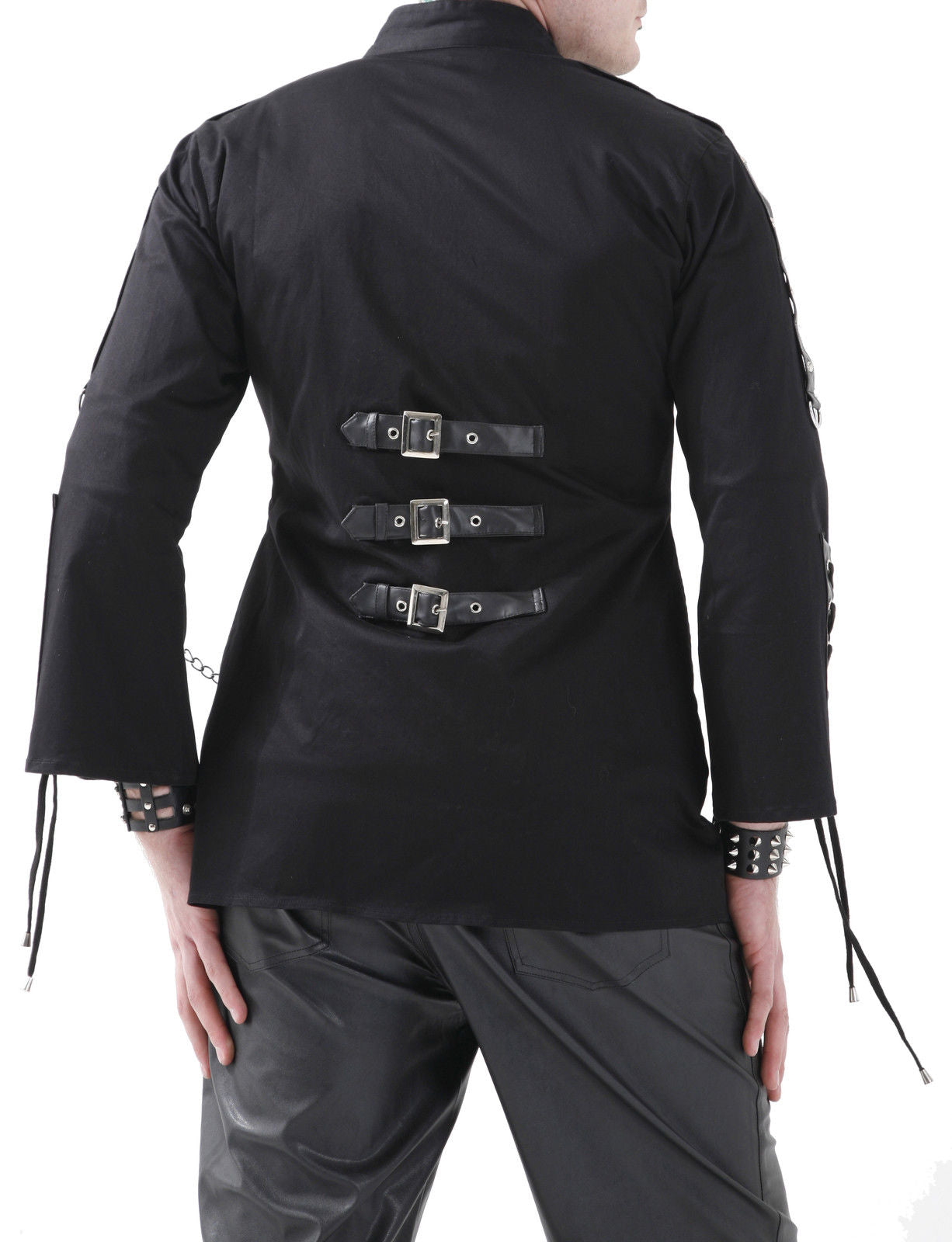 New Men Gothic Jacket Black Dead Threads Corseting Chain EMO Cyber Jacket