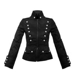 Women Gothic Corsair Denim Jacket Vintage Military Style with Uniform Inspired Army