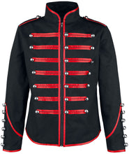 Load image into Gallery viewer, Men Red Parade Military Jacket Steampunk Marching Drummer Jacket
