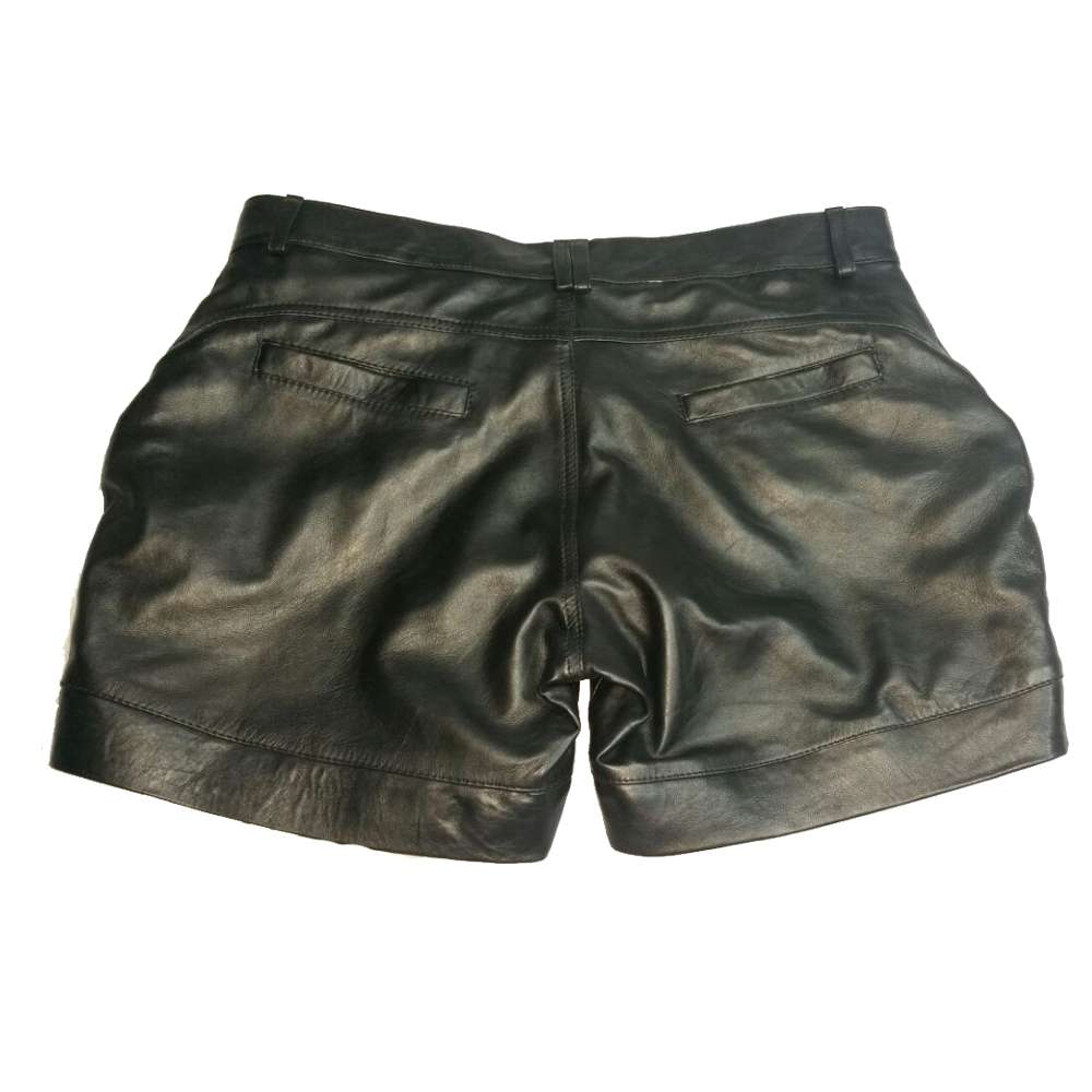 Women Genuine Leather Black Shorts New Short Pants Design for Ladies