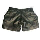 Women Genuine Leather Black Shorts New Short Pants Design for Ladies