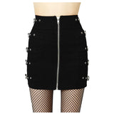 Women Lip Service Buckle Pencil Skirt Rockabilly Bondage Gothic Style with Zipper and Biker Accents - Alternative Gothic Dark Wear | Embrace Dark Aesthetic Men & Women Gothic Clothing