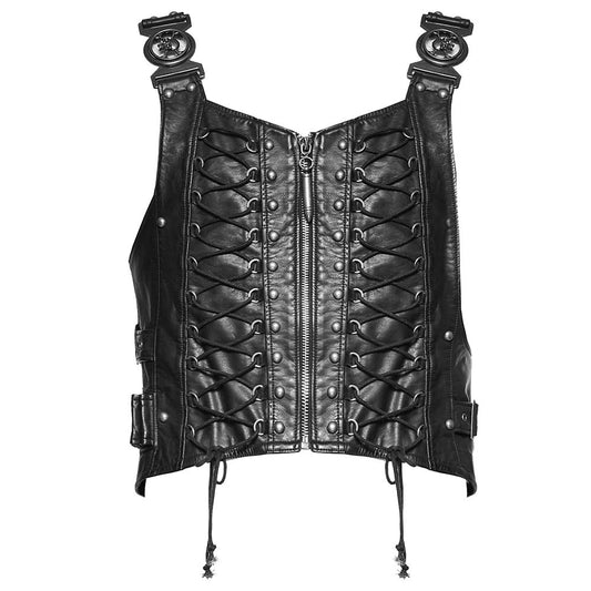 Men Gothic Vest Vintage Pu Leather Vest Men sleeveless Vest Tops Punk Cosplay Club Vest Steampunk - Alternative Gothic Dark Wear | Embrace Dark Aesthetic Men & Women Gothic Clothing