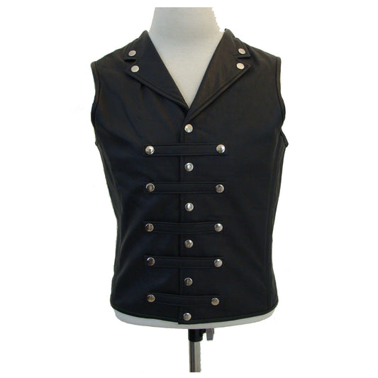 Mens Gothic Military Leather Waistcoat