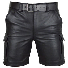 Load image into Gallery viewer, Mens Cargo Shorts Real Leather Club Casual Short
