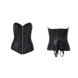 Lace up Corset Top Leather Waist Spiral Steel Boned Cincher Bustier