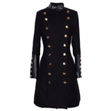 Womens British Style Slim Fit Wool Blend Trench Double Breasted Long Jacket Military Coat