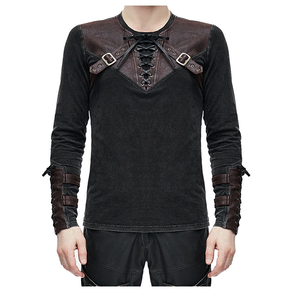 Men Devil Fashion Metal Studs Mens Steampunk Engineer Top - Alternative Gothic Dark Wear | Embrace Dark Aesthetic Men & Women Gothic Clothing