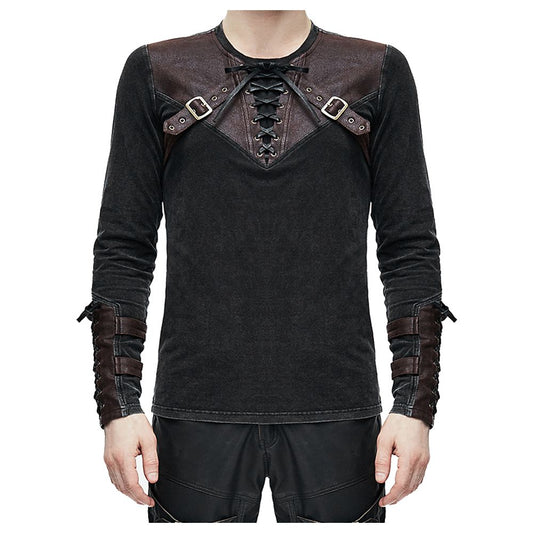 Men Devil Fashion Metal Studs Mens Steampunk Engineer Top - Alternative Gothic Dark Wear | Embrace Dark Aesthetic Men & Women Gothic Clothing