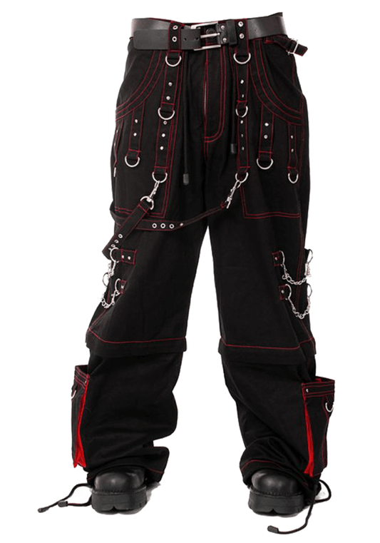 Men Gothic Trouser Cyber Red Thread Bondage Trouser Elite Pant Steampunk Pant